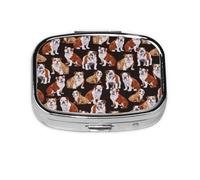 English Bulldog,Meta Pill Box 2 Compartment Medicine Case,Portable Organizer