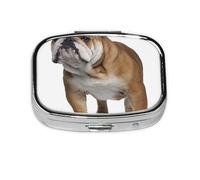 English-Bulldog,Meta Pill Box 2 Compartment Medicine Case,Portable Organizer,Rectangle Meta Portable Organizer Pill Box 1224 Compartment Medicine Case