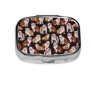 English Bulldog,Meta Pill Box 2 Compartment Medicine Case,Portable Organizer,Rectangle Meta Portable Organizer Pill Box 1284 Compartment Medicine Case