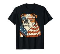 English Bulldog Patriotic American Flag 4th Of July T-Shirt