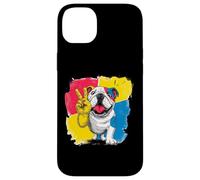 English Bulldog Peace Retro Pop Character Graphic Art Sign Case for iPhone 14 Plus