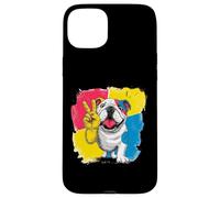 English Bulldog Peace Retro Pop Character Graphic Art Sign Case for iPhone 15 Plus