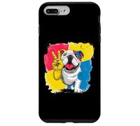 English Bulldog Peace Retro Pop Character Graphic Art Sign Case for iPhone 7 Plus/8 Plus