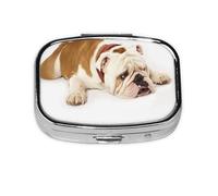 English Bulldog Photography,Meta Pill Box 2 Compartment Medicine Case,Portable Organizer,Rectangle Meta Portable Organizer Pill Box 1297 Compartment Medicine Case