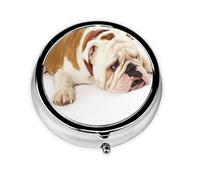 English Bulldog Photography Meta Pill Box 3 Compartment Medicine Case,Portable Organizer