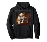 English Bulldog Piano Pullover Hoodie