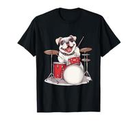 English Bulldog Playing The Drums Musician Dog Rock Band Dog T-Shirt