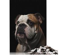 English Bulldog Portrait Puzzles 1000 Pieces Wooden Puzzles for Adults & Teenager Learning Educational Toys 1000pcs (75x50cm)
