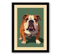 English Bulldog Portrait Vintage Framed Wall Art Print A3 (42×29.7cm) Black, Wall Decor for Living Room, Bedroom, Office & Home, Ready to Hang, Art Gift