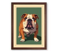 English Bulldog Portrait Vintage Framed Wall Art Print A4 (29.7×21cm) Walnut, Wall Decor for Living Room, Bedroom, Office & Home, Ready to Hang, Art Gift