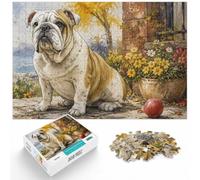 English Bulldog Portrait with Abstract Backgr Jigsaw Puzzle, 1000 Piece | For relaxed holiday time, this adult jigsaw puzzle with 1000 pieces makes an engaging choice for festive family downtime.