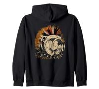 English Bulldog Punk Zip Hoodie