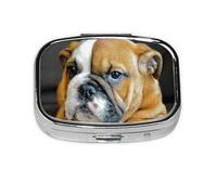 English Bulldog Puppy Dog,Meta Pill Box 2 Compartment Medicine Case,Portable Organizer,Rectangle Meta Portable Organizer Pill Box 1290 Compartment Medicine Case