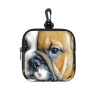 English Bulldog Puppy Dog, Square Zipper Storage Bag, Neoprene Coin Purse, Small Wallets, Change Pouch, Change Purse