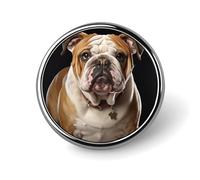 English Bulldog Round Badge Cute Enamel Lapel Pin Brooches Button Pin Personalized Clothing Decoration Unisex Badge Holder Hats Bags Shirts Decor