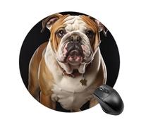 English Bulldog Round Mouse Pad Cute Non-Slip Rubber Base Desk Mat Funny Small Mousepad for Office & Gaming, Decorative Computer Accessories for Home Office Desk