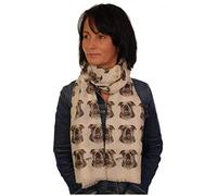 English Bulldog scarf with dogs on - Premium dog print scarves hand printed in the UK - British Bulldog gifts for women