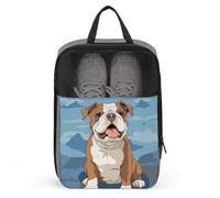 English Bulldog Seamless Illustration Shoe Bag Travel Shoe Organizer Water-Resistant Shoe Pouch with Zipper Sneaker Dust Bag, gray, One Size, Modern