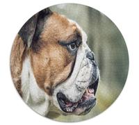 English Bulldog Side View 1000 Piece Jigsaw Puzzle Round Paper Adult Dog Puzzle Game