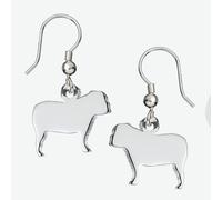 English Bulldog Silhouette Silver Earrings