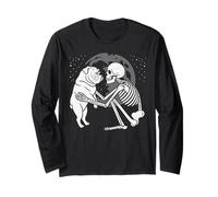 English Bulldog Skeleton Moon Halloween Dog Lover Long Sleeve T-Shirt