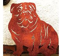 English Bulldog Statue Garden Ornament Christmas Decor Dog Themed Gift Lover Mom Her Woman Him Figurine Metal Door Stop American (Natural Oxidised)
