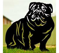 English Bulldog Statue Garden Ornament Christmas Decor Dog Themed Gift Lover Mom Her Woman Him Figurine Metal Door Stop American (Black Painted)