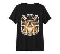 English Bulldog Union Jack Gentleman Dog Art Premium T-Shirt