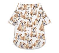 English Bulldog Watercolor Cute Dog Shirt Soft Cozy Pet T-Shirts Pullover Cat Clothes