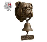 English Bulldog Welcome Bell, Retro Funny Animal Welcome Doorbell,Wall-Mounted Decorative Cast Iron/Resin Hanging Bell, Farmhouse Wall Decoration & Housewarming Gift （With 3 sticky hooks）