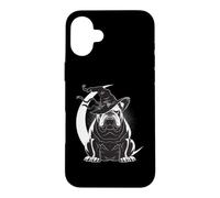 English Bulldog Witch Hat Crescent Moon Protection Symbol Case for iPhone 16 Plus