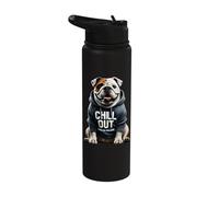 English Bulldog with Chill Cool Out Dog Owner Stainless Steel Insulated Water Bottle