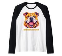 English Bulldog Wrinkle Boss Colorful Portrait Design Raglan Baseball Tee