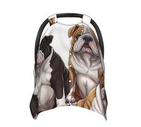 English Bulldogs Baby Car Seat Canopy Cover, Multi Use Breathable Nursing Breastfeeding Covers for Mom Soft Stroller Sun Shade Newborn Shower Gift