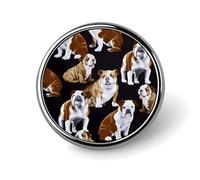 English Bulldogs Badge,Comfort Light in Weight Round Emblem Cute Funny Decor Brooch Smooth Does Not Fade Badges for Hats Jackets Coat Shirt