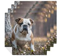 English Bulldogs Cloth Napkins for Hotel, Reusable Square Napkins Cloth 4 PCS Washable, Soft Absorbent Napkin for Family Dinners, Weddings, Thanksgiving, New Year Party