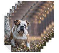English Bulldogs Cloth Napkins for Hotel, Reusable Square Napkins Cloth 6 PCS Washable, Soft Absorbent Napkin for Family Dinners, Weddings, Thanksgiving, New Year Party