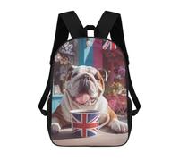 English Bulldogs Coffee Printed 17 Inch Daypack Unisex Shoulder Backpacks Travel Laptop Backpack for Women Men