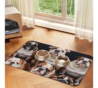English Bulldogs Dog Food Mats for Floors, 12x18 Inch Non-Slip Super Absorbent Pet Food Mat, Dishwasher Dog Mat for Food and Water, Cute Rubber Quick Dry Pet Feeding Mat for Dogs Puppy Cats