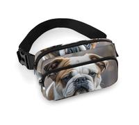 English Bulldogs Fanny Pack for Women, Personalized Waist Bag with Multi-Pockets for Men, Belt Bag for Travel, Crossbody Bags with Zipper, Adjustable Bum Bags for Running