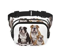 English Bulldogs Fanny Pack For Women Waterproof Adjustable Belt Bags Waist Pack Fashion Casual Crossbody Bags Bum Bag For Running Workout Hiking Traveling, Black, One Size