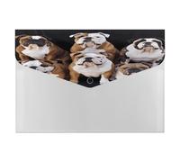 English Bulldogs File Folder with Snap&6 Pockets Reusable File Organizer Portable Document Paper Bill Receipt Organizer Plastic Envelopes for Office College Letter Size
