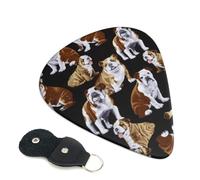 English Bulldogs Guitar Picks, 6 Pcs Guitar Plectrums double-sided printing, suitable for acoustic, electric and bass guitars, including 0.46 mm 0.71 mm 0.96 mm