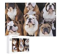 English Bulldogs Jigsaw Puzzle 1000 PCS Challenging Fun Puzzles Wooden Jigsaw Puzzles for Adults Families