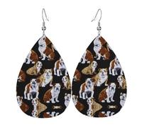 English Bulldogs Ladies Leather Earrings Teardrop Drop Print Earrings Fashion Lightweight Daily Wear Party Date