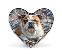 English Bulldogs Lapel Pin Elegant Heart Shape Brooch Badge Funny Personalized Pinback Button Badge Fashion Cute Heart Brooch Pins for Bag Jacket Clothes Accessories