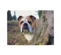 English BullDogs Lawn Pets English BullDogs,500 Pieces Puzzles for Adults-Wooden Jigsaw Puzzle for Adults Elderly