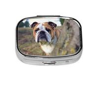 English Bulldogs Lawn Pets English Bulldogs,Meta Pill Box 2 Compartment Medicine Case,Portable Organizer,Rectangle Meta Portable Organizer Pill Box 1281 Compartment Medicine Case