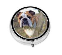 English Bulldogs Lawn Pets English BullDogsMeta Pill Box 3 Compartment Medicine Case,Portable Organizer