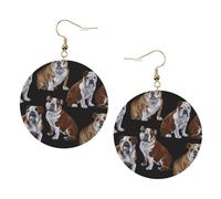 English Bulldogs Leather Round Earrings Daily Accessories Working At Work Women'S Fashion
